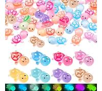 HUSHRICH 80Pcs Luminous Mini Resin Turtle, Miniature Figures Little Sea Turtles Colorful Mini Plastic Turtle Ornament Accessories for Ocean Theme Garden Micro Landscape 10 Colors