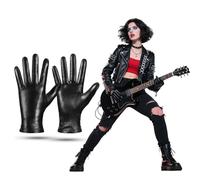 HUSHRICH Faux Leather Gloves for Womens, Winter Warm Ladies Mittens Windproof Outdoor Faux PU Leather Glove for Women Driving Bicycling Motorcycle
