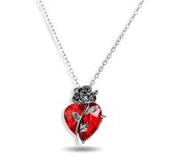 HUSHRICH Gothic Red Rose Heart Necklace, Goth Emo Grunge Black Goth Rose Jewelry Accessories for Women Men Aesthetic Necklace Gifts