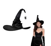 HUSHRICH Halloween Witch Hat - Wizard Dress Up Hat with Spider Charm, Halloween Costume Masquerade Carnivals Witch Accessories for Adults