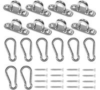 Hushtong Stainless Steel 1.8 inch Pad Eye Plate U Hooks + Stainless Steel Snap Hook,Marine Hardware Staple Hook Loop with Screws, 8 Pack