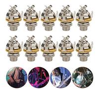 HUSHUI 10 Pcs Guitar Jack Plug Socket Mono for Electric Guitar Accessories, Durable 1/4in Silver Connectors for Studio Recording and Live Sound