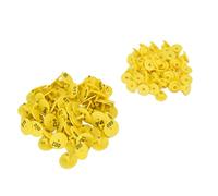 HUSHUI 100pcs Livestock Ear Tag Round Anti-Dropping Numbers for Foxes Pigs Sheeps Durable TPU Material (Yellow)