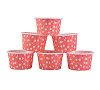 HUSHUI 100PCS Round Cake Baking Cups for Elegant Cupcakes, Mini Muffin Cases with Red Dot Design, 2.28" Diameter, Food Grade Paper (Red Wave Point)