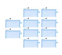 HUSHUI 10Pcs Nylon Mesh Pencil Pouch, A6 Paper Organizer Bags with Tear Resistant Document File Folders (Blue)
