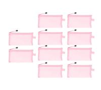 HUSHUI 10Pcs Nylon Mesh Pencil Pouch, A6 Paper Organizer Bags with Tear Resistant Document File Folders (Pink)