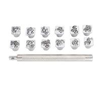 HUSHUI 12Pcs Stamping Punch Tool Kit with Handle for Leather Craft Carving - Zinc Alloy Material for Art Enthusiasts
