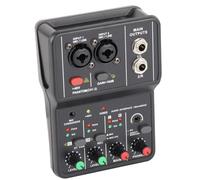 HUSHUI 2 Channels Audio Mixer, USB Sound Mixing Console with 48V Power and 16BIT 48KHZ Audio Resolution, for Music Recording Home Karaoke and Internet Karaoke