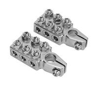 HUSHUI 2 Pcs Battery Terminal Connectors, 12 Way Distribution Block Bus Bar with 6 Socket Terminals and 6 Threaded Studs, for SAE DIN EN Tapered Top Post 8AWG to 4 0AWG