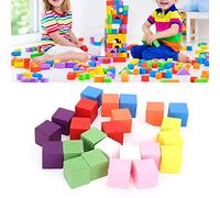 HUSHUI 2 Sets Colored Block Set for Children, Colorful Pine Wood Blocks for Geometry Learning and Early Education, Safe and Fun Toy (25mm 25pcs)