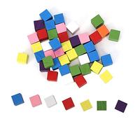 HUSHUI 2 Sets Colored Block Set for Children, Colorful Pine Wood Blocks for Geometry Learning and Early Education, Safe and Fun Toy (15mm 50 pcs)