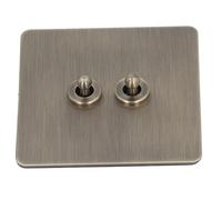 HUSHUI 2 Way Toggle Switch, Stainless Steel Antique Bronze Texture Panel Toggle Switch AC250V, with Retardant PC Material, for Living Room Bedroom Office Hotel Apartment