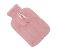 HUSHUI 2000ML Rubber Hot Water Bottle, Insulating with Removable Knitted Cover for Pain Relief and Warmth, Wide Mouth Anti Spray Lip (Pink)