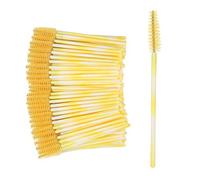 HUSHUI 200pcs Disposable Eyelash Brush Set for Makeup Application Portable Travel Tool Plastic Handle Fiber Brush (Yellow)