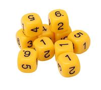 HUSHUI 20PCS 6 Sides Number Dice, Round Corner Design Plastic Dice Set Board Game Teaching Tools, with Bright Colors for Kids and Number Learning (Yellow)