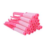 HUSHUI 20pcs Hair Perm Rods, No Damage Fluffy Roller Curler for Soft Plump Curls with Plush Lock Design, for Women Girls Home Salon Use (Pink)