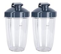 HUSHUI 24OZ Blender Container Set, Durable Eco-Friendly Juicer Replacement, Ideal for 600W/900W Juicers, Includes 2 Cups & 2 Lids
