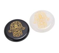HUSHUI 2PCS Engraved Crystal Palm Stones, Polished Rune Symbol Pocket Stone with Fine Carving and Vivid Pigments, for Decoration Living Room Bathroom Aquarium