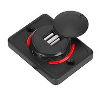 HUSHUI 3.1A Dual USB Car Socket with LED Indicator for Vehicles RVs Boats and Yachts - Durable Black DC12V/24V (Red)