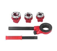 HUSHUI 3 Dies Pipe Threader Kit, Iron Ratcheting Pipe Threading Tool Set with Storage Box for Steel Galvanized Plastic Water Pipes 1/2in 3/4in 1in