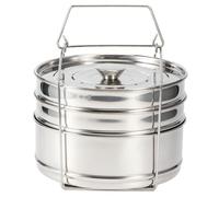 HUSHUI 3 Tier Stackable Stainless Steel Steamer Pot, Cooker Insert Pans for Pressure Cooker with Secure Fitting Lid, Great for Steaming Rice Vegetables Meat Fish Soup Lasagna Cheesecake
