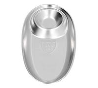 HUSHUI 304 Stainless Steel Snack Plate, Durable Oval Divided Dish for Home, Camping, and Parties, Silver, 1 Unit (Large Size)