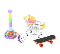 HUSHUI 4Pcs Puzzle Toys Set, Fun Training Kit for Parrots, Stimulates Play with Various Tools and Balls, Durable Plastic and Stainless Steel, Ideal for Pet Birds