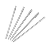 HUSHUI 5 Pcs Magnetic Security Star Screwdriver Bits Set for Instrument Maintenance - S2 Alloy Steel, 150mm Length