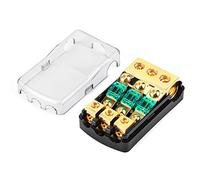HUSHUI 60A Mini ANL Fuse Holder Distribution Block, High Performance Copper Fuse Block for Auto Audio System, 0/2/4 Gauge In To 4/8/10 Gauge Out, Compact ABS Construction