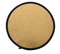 HUSHUI 60cm Photography Lighting Reflector, Foldable 2 in 1 Multi Purpose Reflector with Golden Color, with Carrying Bag, for Indoor and Outdoor Portrait Photography Fill Light (Gold Silver)