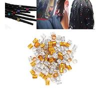 HUSHUI Adjustable Colorful Dreadlocks Hair Braid Rings for Hair Decoration 100Pcs Braid Beads Cuffs for Wig Accessories (Gold and silver mixed)