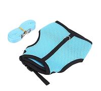 HUSHUI Adjustable Mini Pet Harness Set for Small Animals Soft Mesh Comfortable Leash for Rabbits Guinea Pigs and Chinchillas 1 Unit (Light Blue)