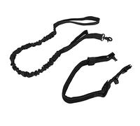 HUSHUI Adjustable Pet Collar and Leash Set Soft Nylon with Handle for Comfortable Walking Black 2pcs (L)