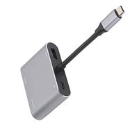 HUSHUI Aluminium Alloy Type-C Hub Adapter for VGA USB 4 in 1 Function Suitable for Office Use Gray