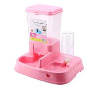 HUSHUI Automatic Pet Feeder for Cats Dogs 2 in 1 Food and Water Dispenser Eco-Friendly Material Large Capacity 500mL 34 * 27 * 35cm (Pink)