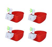 HUSHUI Automatic Poultry Fount Set of 4 Durable Plastic Waterer Bowl for Game Birds and Poultry Raising Red 11 X 9.5 X 5cm