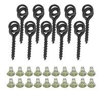 HUSHUI Bait Screws with Oval Rings Durable and Practical for Carp Fishing Tackle, 10Pcs Bait Screws + 20Pcs Carp Rig Ring Stops (Green)