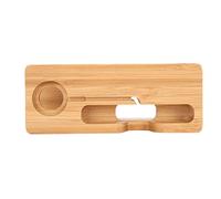 HUSHUI Bamboo Charging Dock Station for Mobile Phone and Watch Elegant Holder for Office Home 5.4x2.1x2.3in