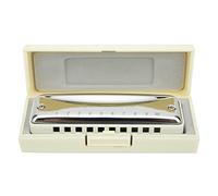 HUSHUI Blues Harmonica F Key Professional Mouthorgan with Stainless Steel and ABS Resin for Beginners and Performers 10 Holes 4.1" (White)