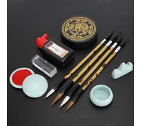 HUSHUI Brush Calligraphy Set for Beginners with 4 Writing Brushes and Complete Tools for Calligraphy Practice, Durable Plastic Materials