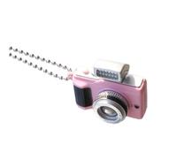 HUSHUI Camera Pendant Necklace with Flash Feature for Photography Lovers Stainless Steel Hip Hop Style Gift (Pink)