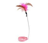 HUSHUI Cat Feather Collar Toys Adjustable Flexible Interactive Wand with Bell for Indoor Cats 1 Piece (Pink)