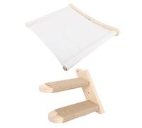 HUSHUI Cat Wall Hammock, Wooden Wall Mounted Cat Bed with Removable Cushions and Sisal Scratching Surface, for Indoor Cats Play Climbing Sleeping