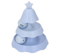 HUSHUI Christmas Cat Toy Roller, Interactive 3 Layer Turntable Kitten Ball Track Toy with Catnip, for Health Care and Self Entertainment (Blue)