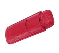 HUSHUI Cigar Case Holder Vintage Leather Portable Humidor for Men Gift Anniversary 2 Cigars (Red)