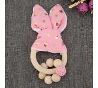 HUSHUI Colorful Wooden Beads with Safe Ear Shape for Baby's Visual Stimulation and Intelligence Development, BPA Free, Handmade Hanging Decor (Pink)