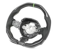 HUSHUI Custom Carbon Fiber Steering Wheel with Green Stitching for Aventador 2011-2022, Perforated Leather, Flat Bottom Design, Perfect Fit Replacement