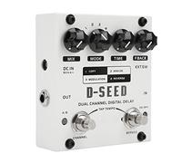 HUSHUI Delay Effect Electric Guitar Pedal Premium Dual Channel 4 Modes for Musicians Metal White 75mA