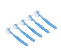 HUSHUI Denture Brush, 5pcs Double Sided False Teeth Cleaning Brush with Soft Bristles for Partial Dentures Half Dentures Complete, Easy to Hold and Use (Blue)
