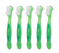 HUSHUI Denture Brush, 5pcs Double Sided False Teeth Cleaning Brush with Soft Bristles for Partial Dentures Half Dentures Complete, Easy to Hold and Use (Green)